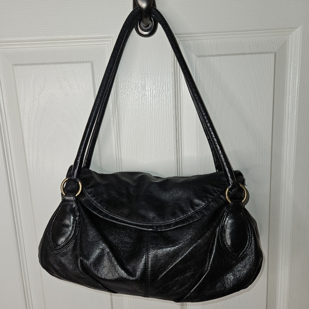 HOBO Black Leather Hobo Shoulder Bag
